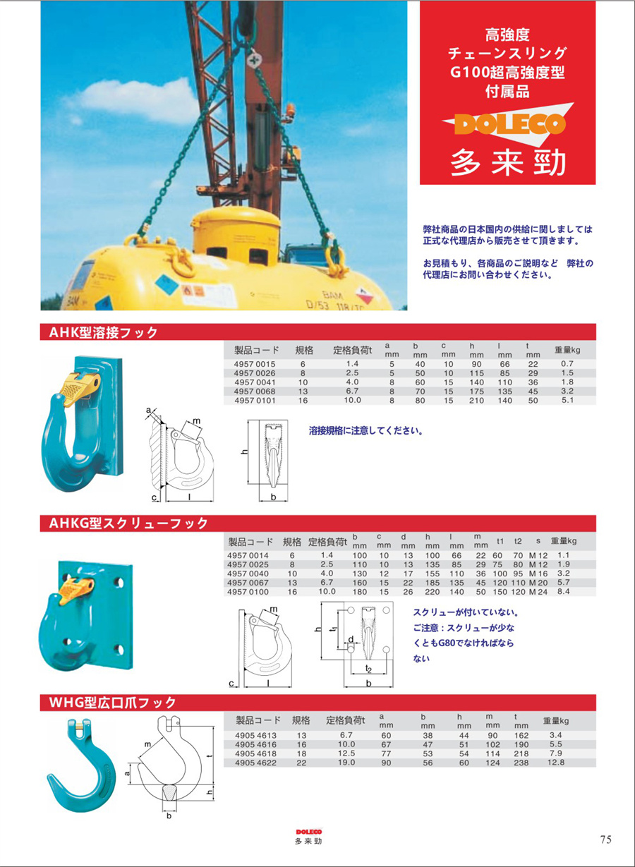 100級チェーンスリング・リギング